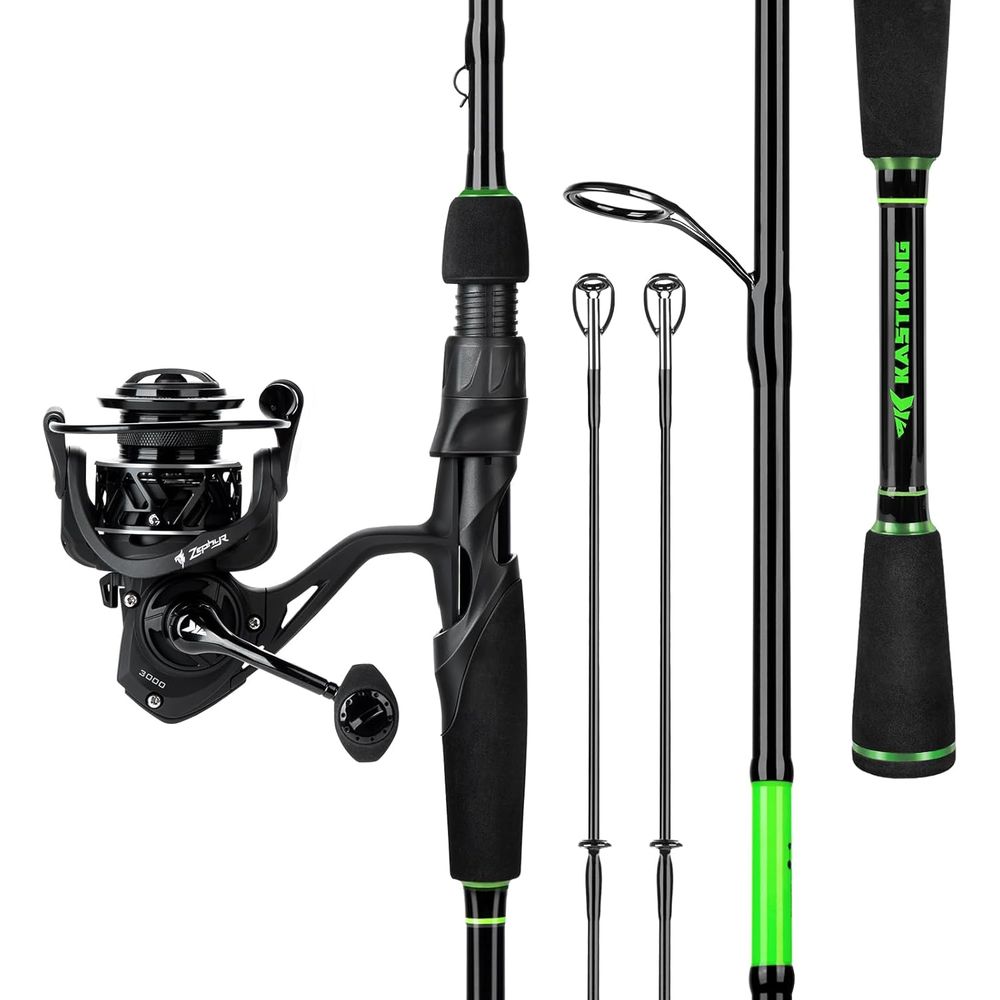 Fishing Rod Spinning - Dual-Tip Graphite Fishing Rod Combo with