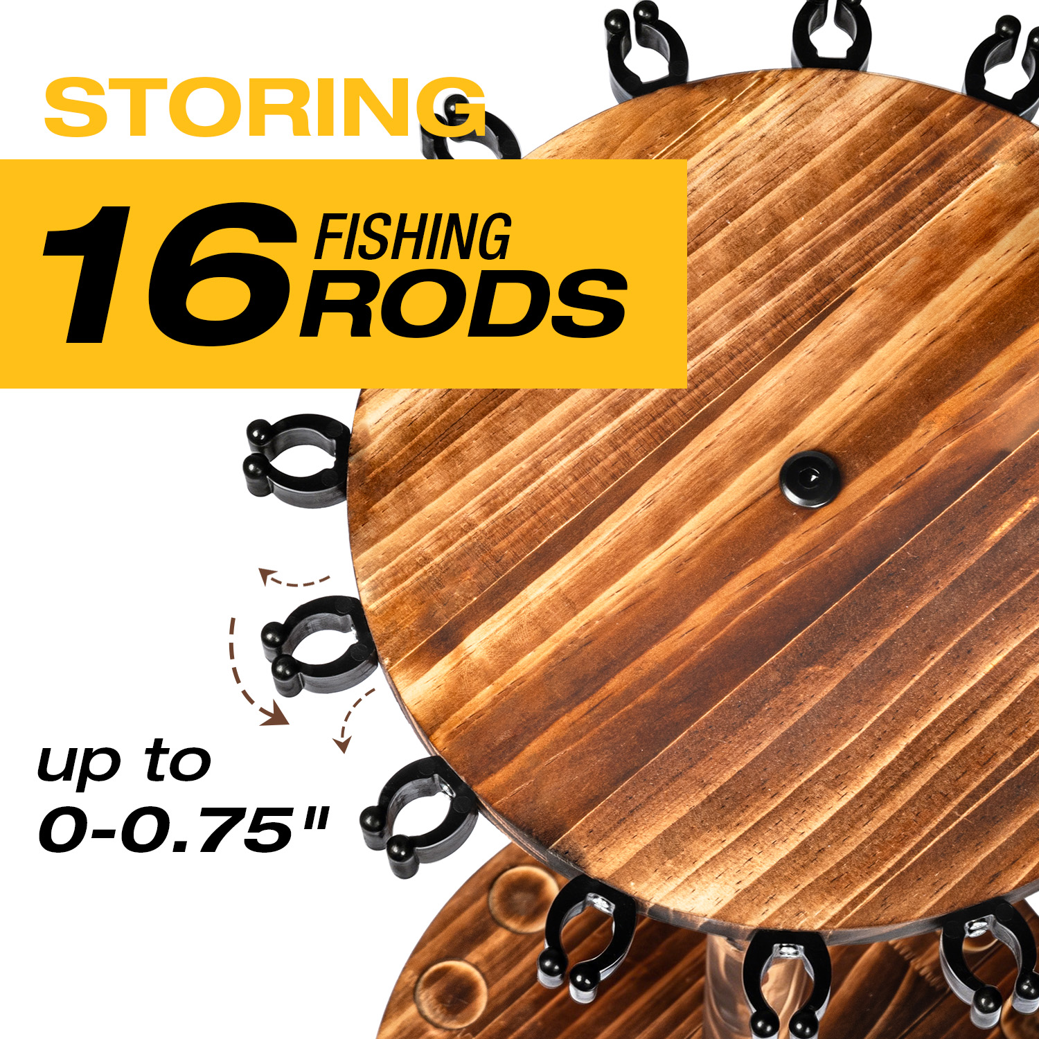 Round Carbonized Wood Fishing  - огляд і ціна Fishing Rod Rack