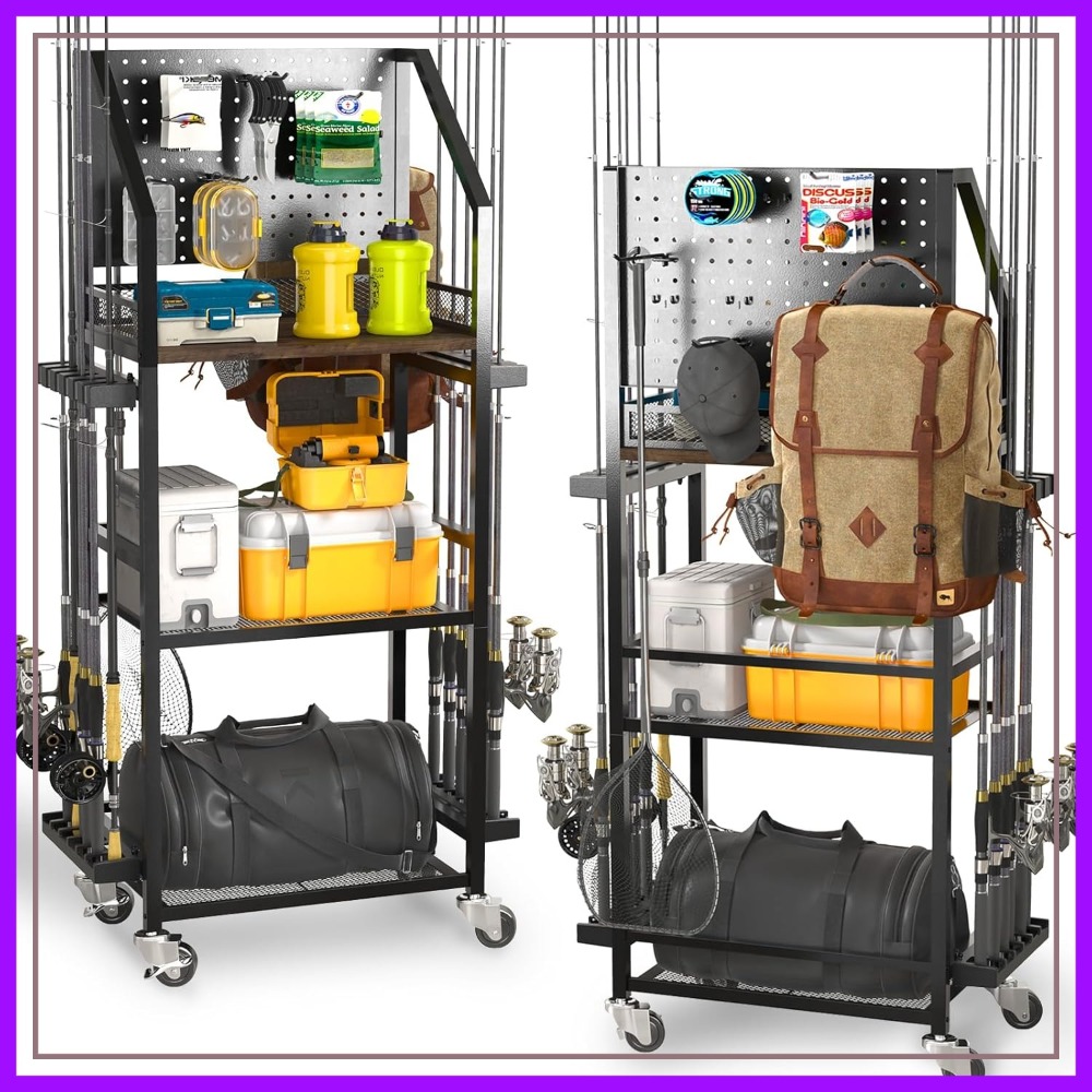 3-Tier Rolling Fishing Rod Rac - огляд і ціна Fishing Rod Rack