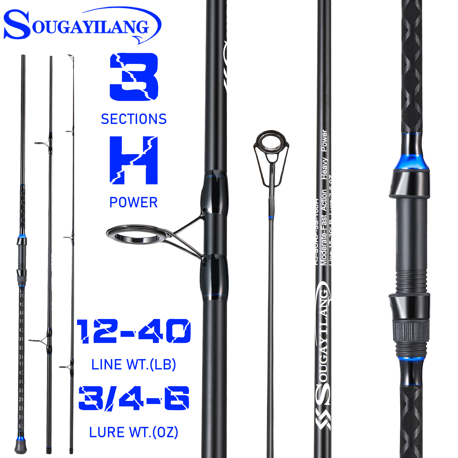 Sougayilang 3sections Spinning - огляд і ціна Fishing Rod Surf